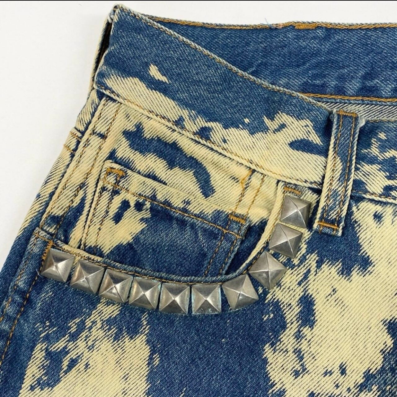 GUCCI グッチ 2017 スタッズ ブリーチ デニム ミケーレ ブルー コットン デニムパンツ メンズ AB