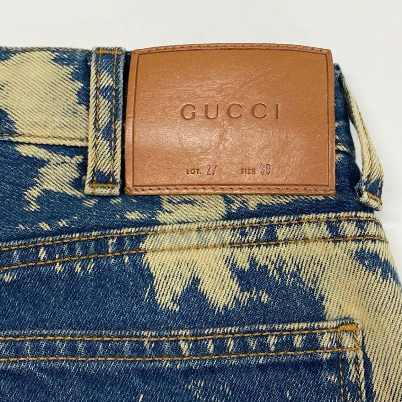 GUCCI グッチ 2017 スタッズ ブリーチ デニム ミケーレ ブルー コットン デニムパンツ メンズ AB