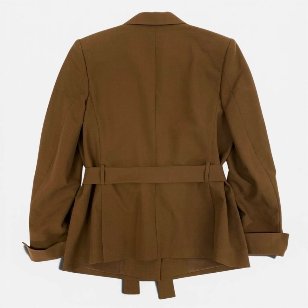 Salvatore Ferragamo サルヴァトーレフェラガモ Belted Half Coat Jacket Camel Cotton Gold Logo Button キャメル コットン テーラードジャケット レディース B