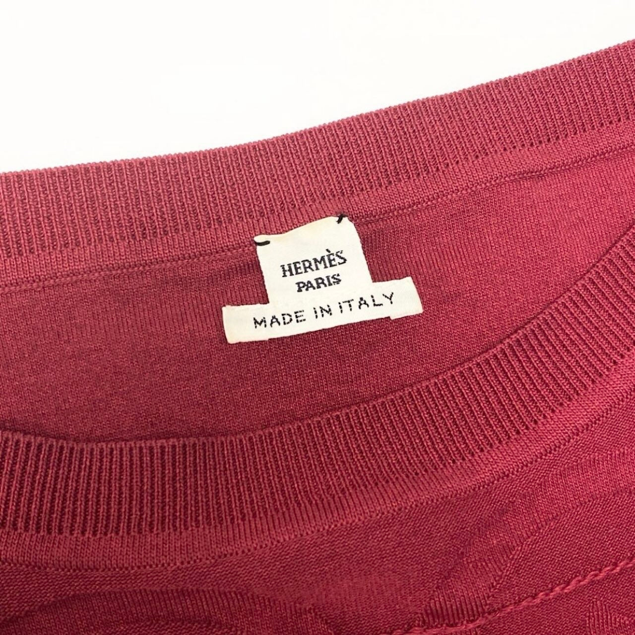 HERMES エルメス 2021 L’INSTRVCTION 帝王学 ジャガード エンブロイダリー ニット レッド シルク / コットン / ナイロン ポリウレタン レーヨン セーター レディース ABP