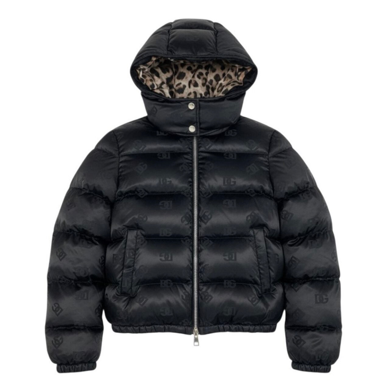 DOLCE&GABBANA ドルチェアンドガッバーナ 定価44万 現行 DGロゴ パテッド サテンジャカード ダウンジャケット ブラック ナイロン / ポリエステル / ダックダウン ダックフェザー ダウンジャケット レディース S