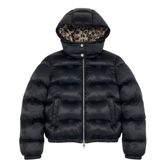 DOLCE&GABBANA ドルチェアンドガッバーナ 定価44万 現行 DGロゴ パテッド サテンジャカード ダウンジャケット ブラック ナイロン / ポリエステル / ダックダウン ダックフェザー ダウンジャケット レディース S