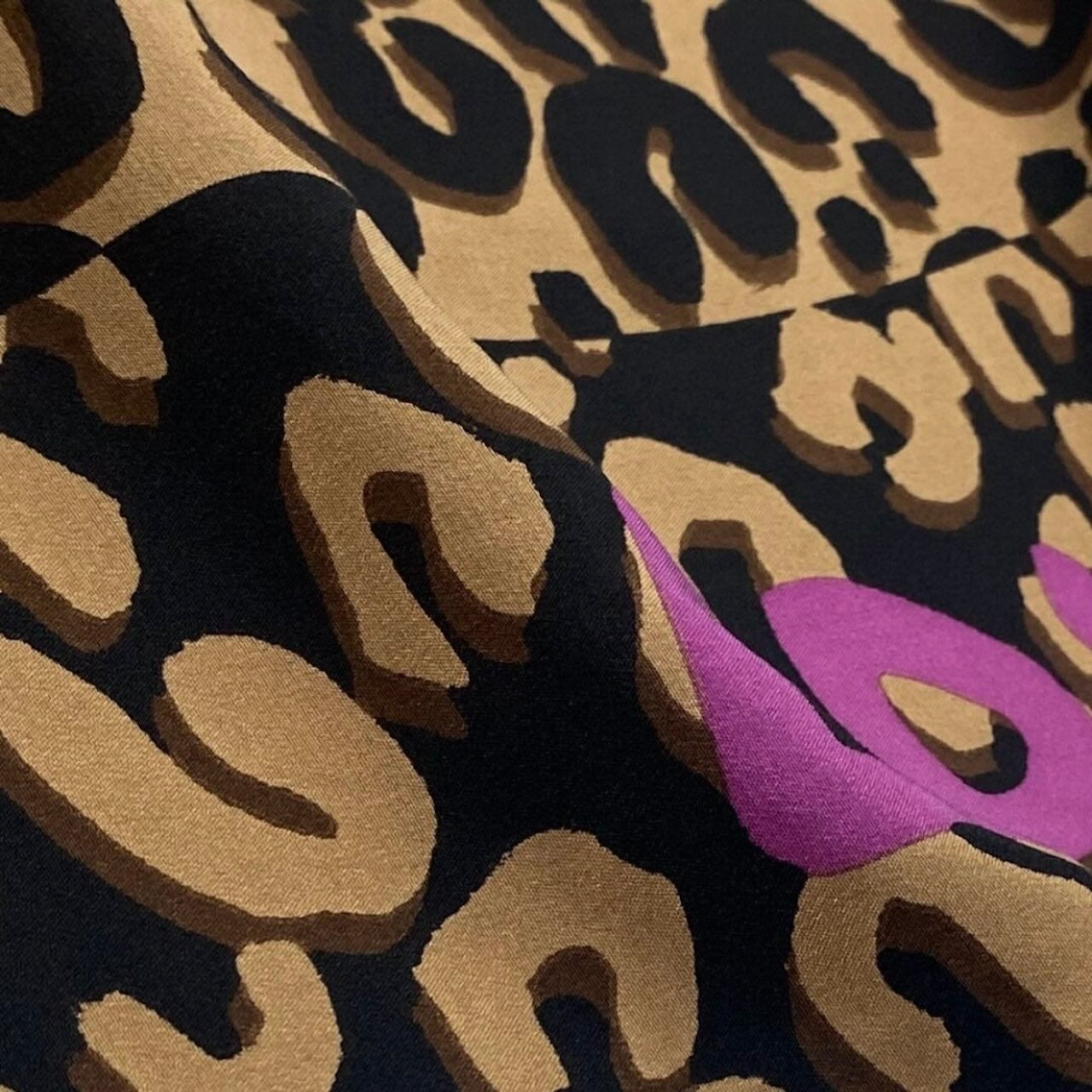 LOUIS VUITTON ルイヴィトン LV Leopard Silk Scarf Large Shaw ブラウン シルク M75227 スカーフ レディース SA