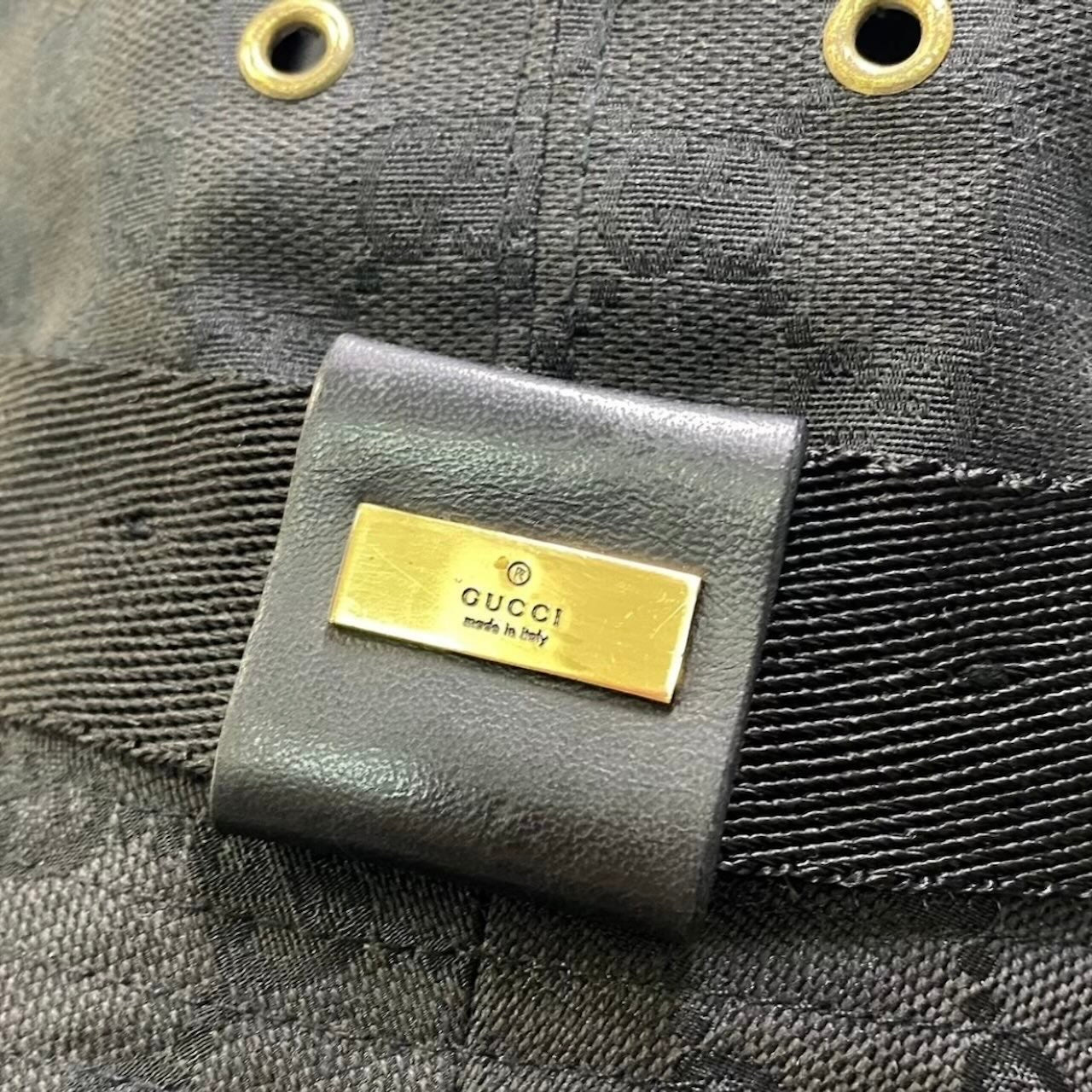 GUCCI グッチ ゴールドプレート GGキャンバス バケットハット ブラック ハット レディース ABP