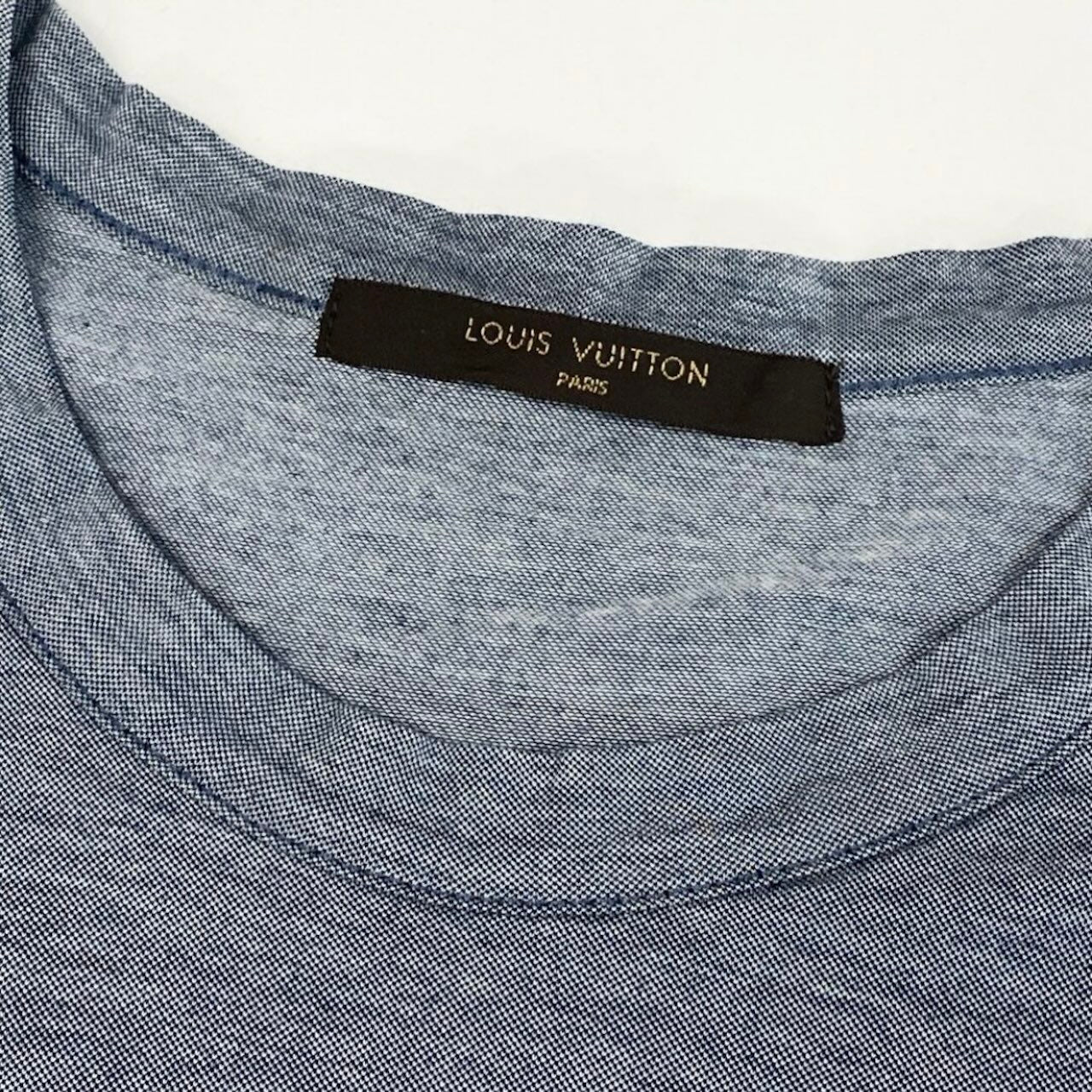 LOUIS VUITTON ルイヴィトン パッチワーク モノグラム カットソー ステッチデザイン ブルー コットン 半袖Ｔシャツ メンズ AB