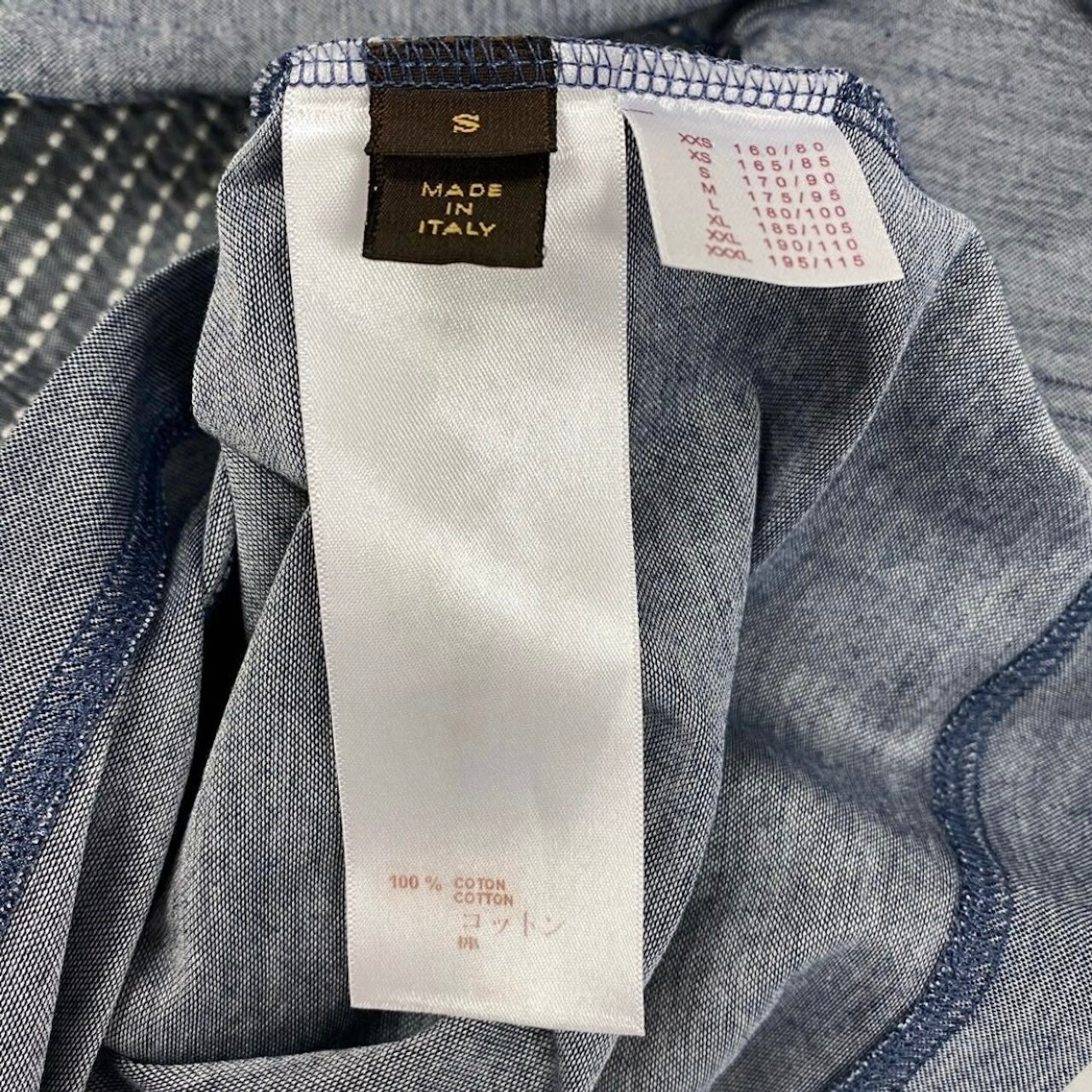 LOUIS VUITTON ルイヴィトン パッチワーク モノグラム カットソー ステッチデザイン ブルー コットン 半袖Ｔシャツ メンズ AB
