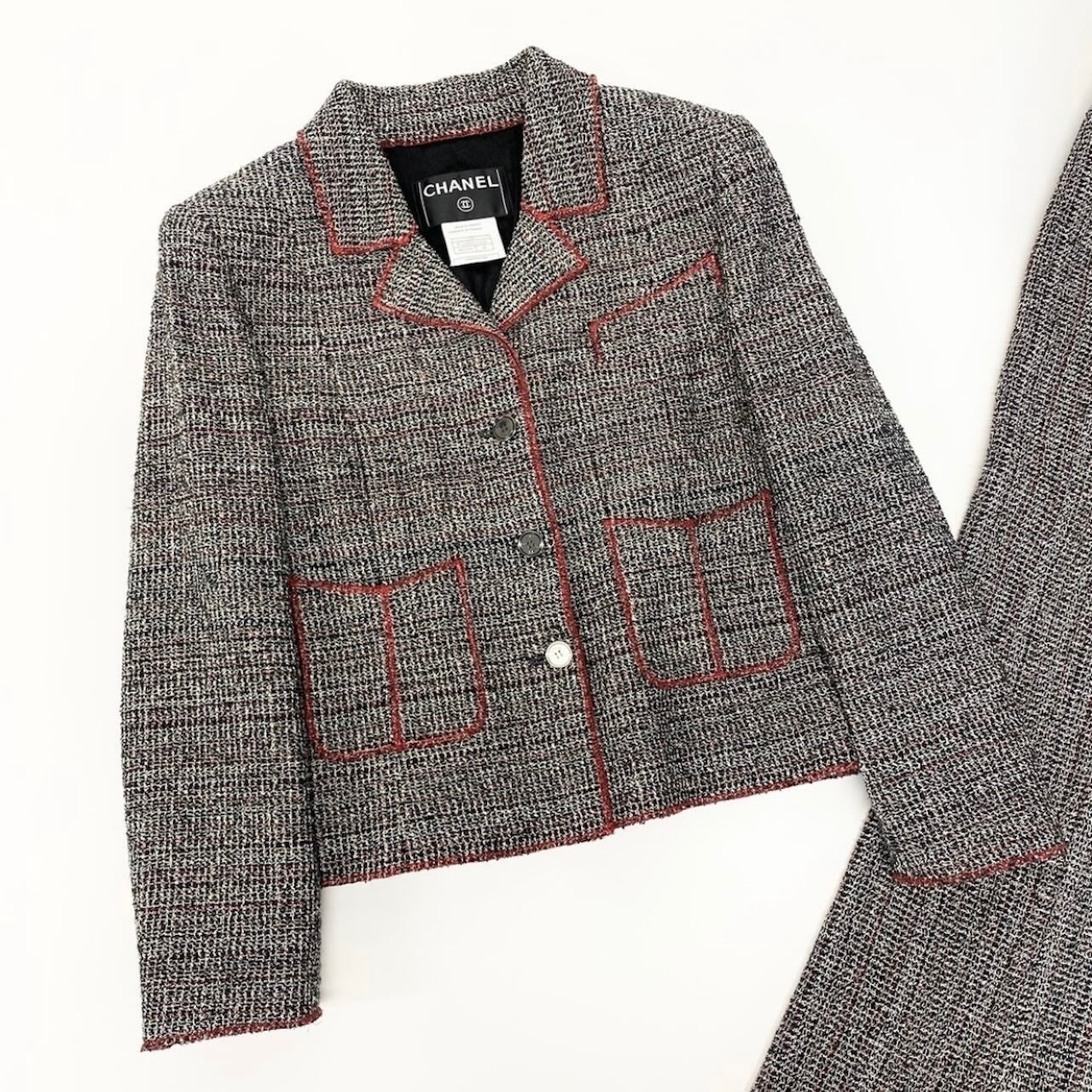 CHANEL シャネル ヴィンテージ 2003SS ツイードセットアップ テーラードジャケット ボトムパンツ マルチカラー コットン / シルク / レーヨン アクリル ポリウレタン ナイロン P21050V12428 セットアップ レディース AB