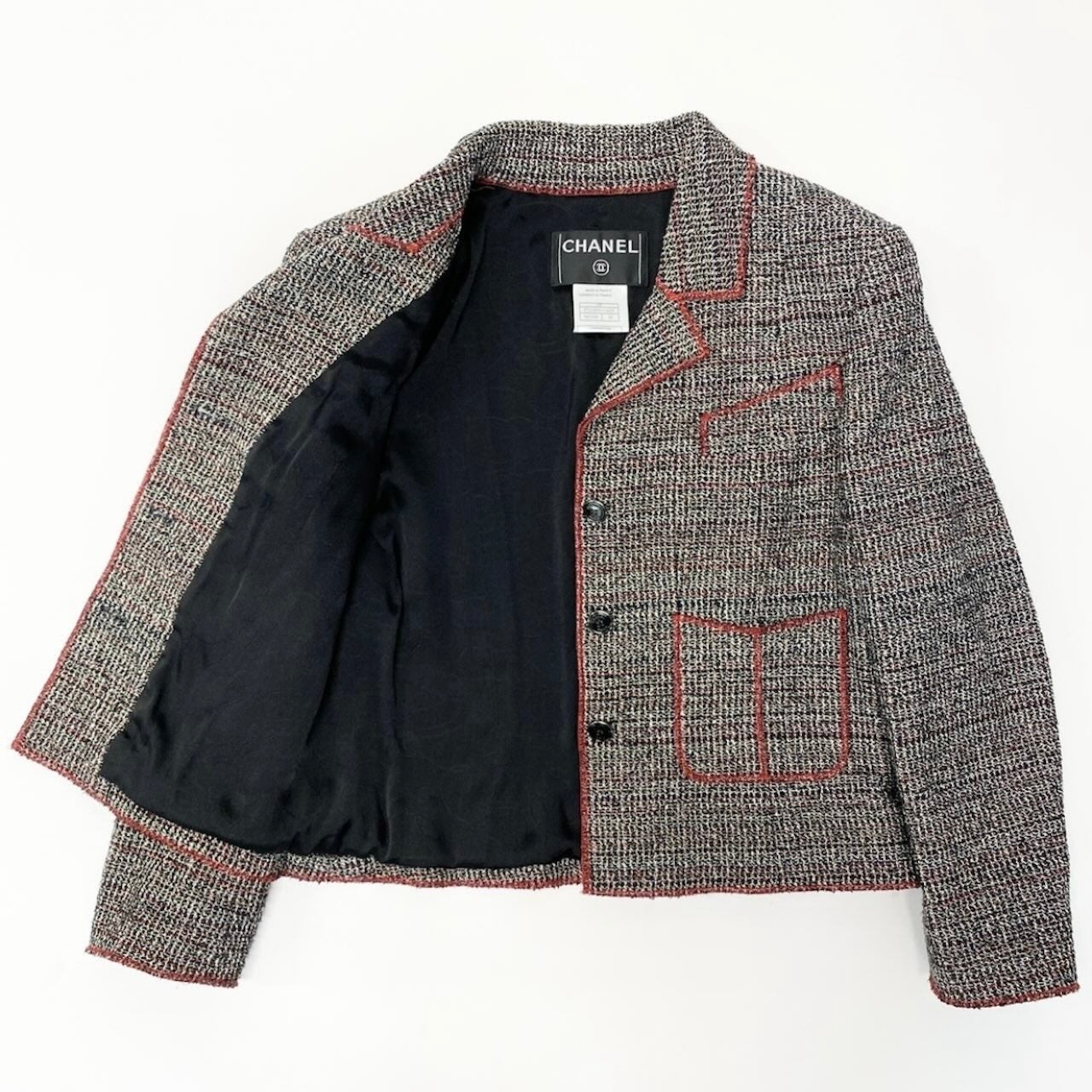 CHANEL シャネル ヴィンテージ 2003SS ツイードセットアップ テーラードジャケット ボトムパンツ マルチカラー コットン / シルク / レーヨン アクリル ポリウレタン ナイロン P21050V12428 セットアップ レディース AB