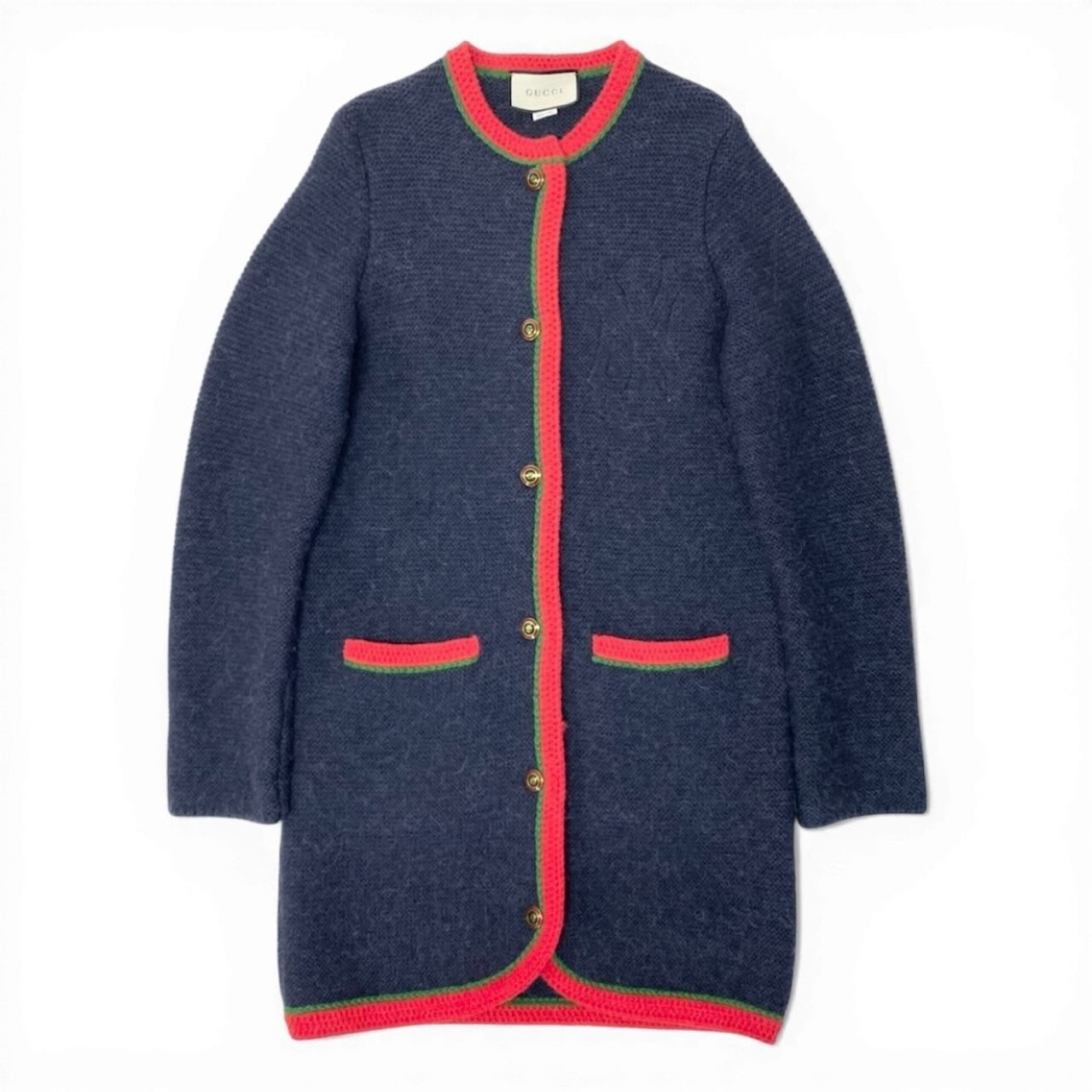 GUCCI グッチ × NYヤンキース ウールニットロングカーディガン インターロッキングGボタン ネイビー アルパカ / ウール / シルク 543419 カーディガン ニットコート レディース AB