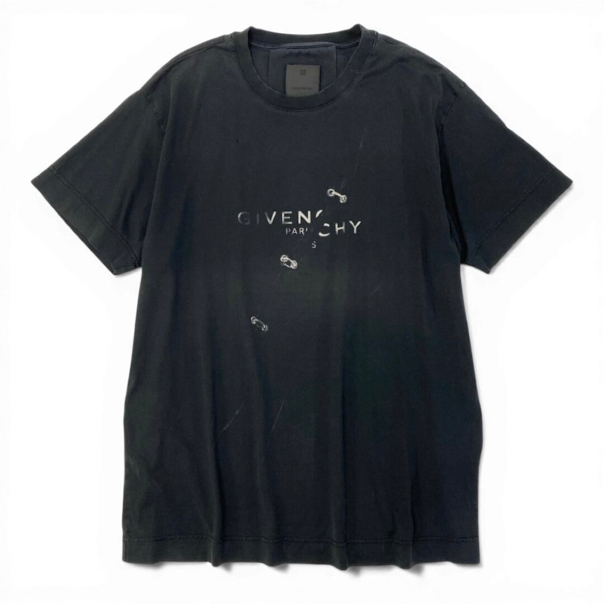 Givenchy ジバンシー ブランドロゴプリント トップス ブラック コットン 半袖Ｔシャツ メンズ AB