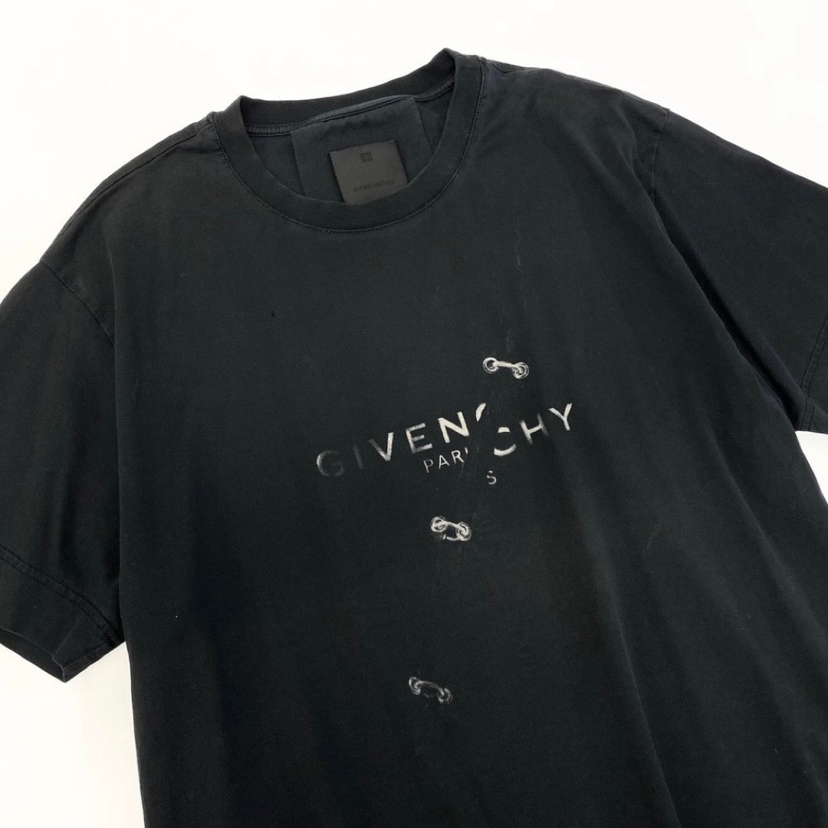 Givenchy ジバンシー ブランドロゴプリント トップス ブラック コットン 半袖Ｔシャツ メンズ AB