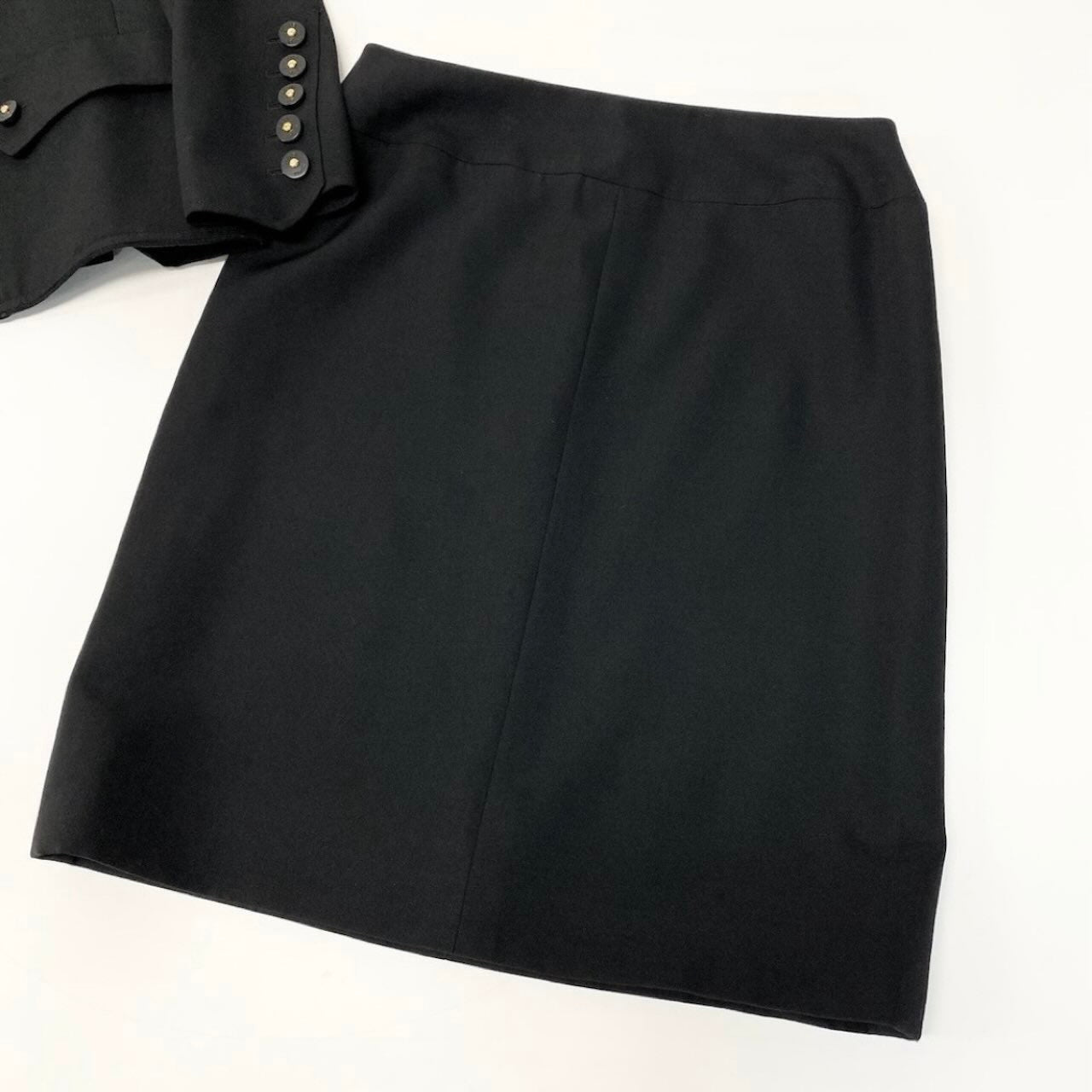 CHANEL シャネル ヴィンテージ スカートセットアップ テーラードジャケット ブラック シルク P07199V04526 セットアップ レディース AB