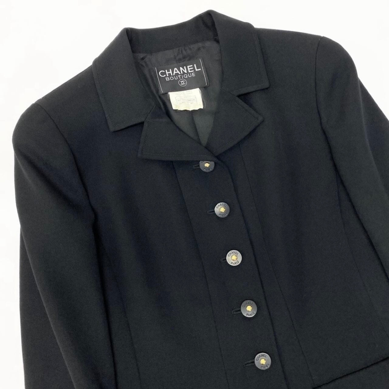 CHANEL シャネル ヴィンテージ スカートセットアップ テーラードジャケット ブラック シルク P07199V04526 セットアップ レディース AB