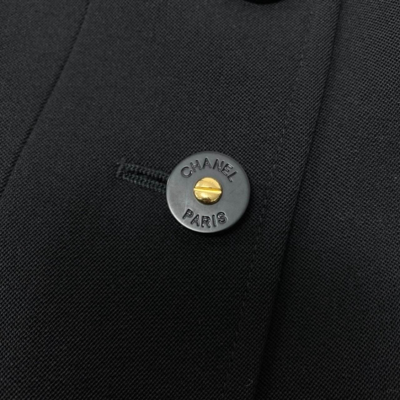 CHANEL シャネル ヴィンテージ スカートセットアップ テーラードジャケット ブラック シルク P07199V04526 セットアップ レディース AB