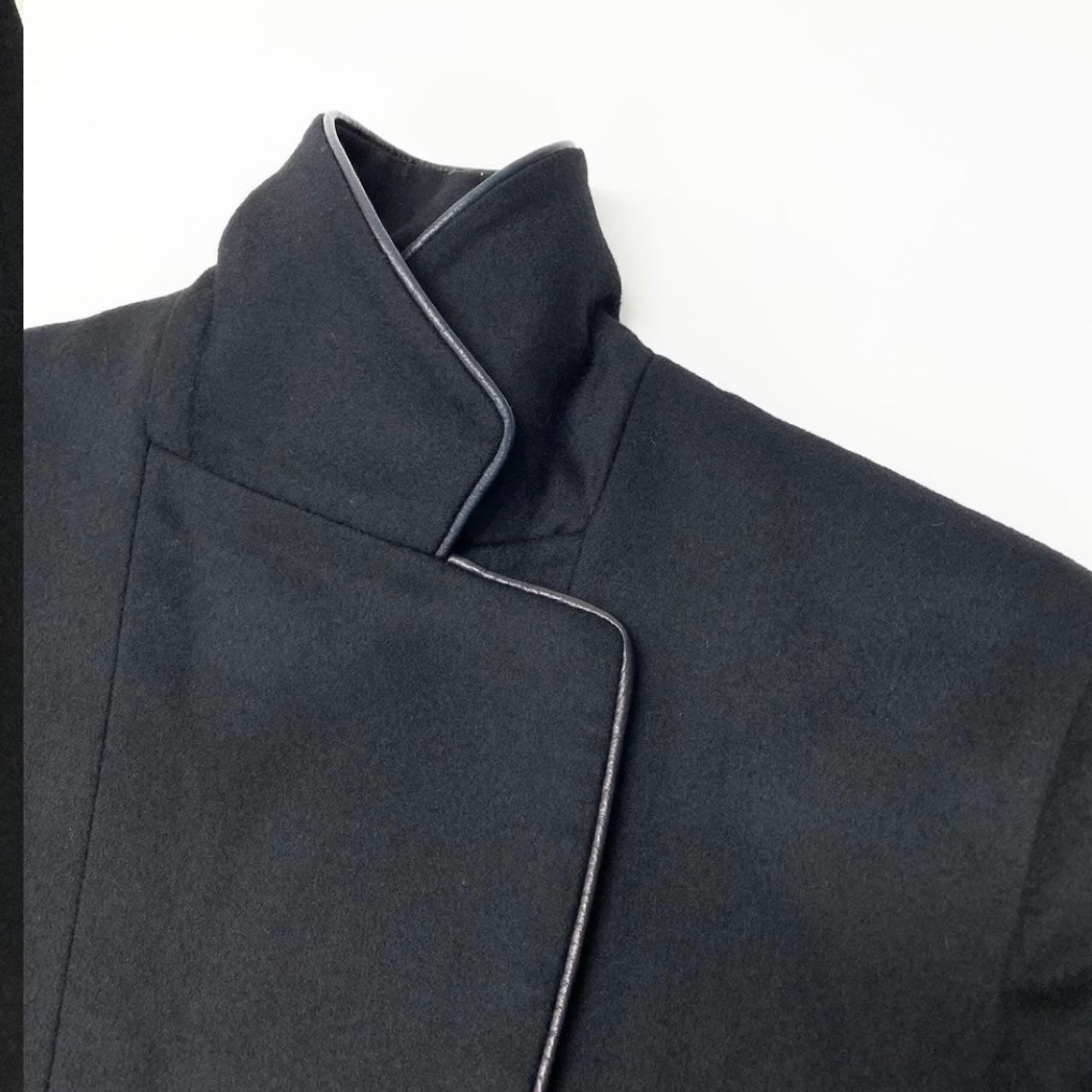 Christian Dior クリスチャンディオール ヴィンテージ ブティック ビンテージ スカートセットアップ テーラードジャケット スカート レザーパイピング ブラック ウール セットアップ レディース AB
