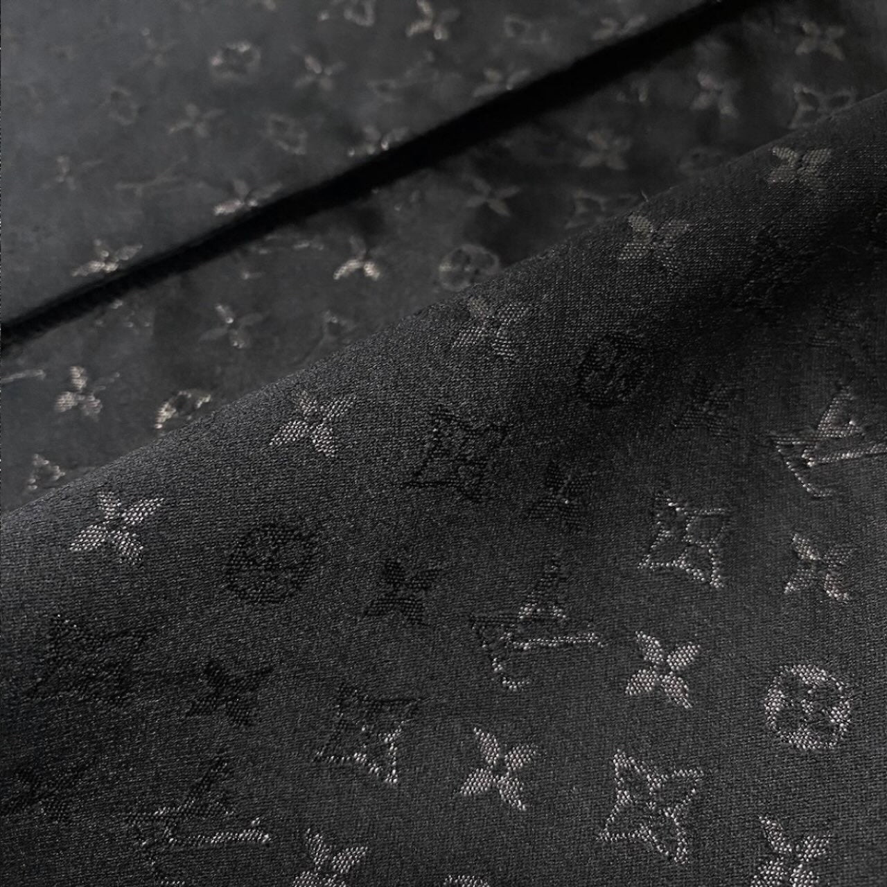 LOUIS VUITTON ルイヴィトン × JW Anderson ALL OVER PRINT SS ブラック シルク / ウール / ポリエステル　羊皮　毛皮 ノーカラーコート レディース AB