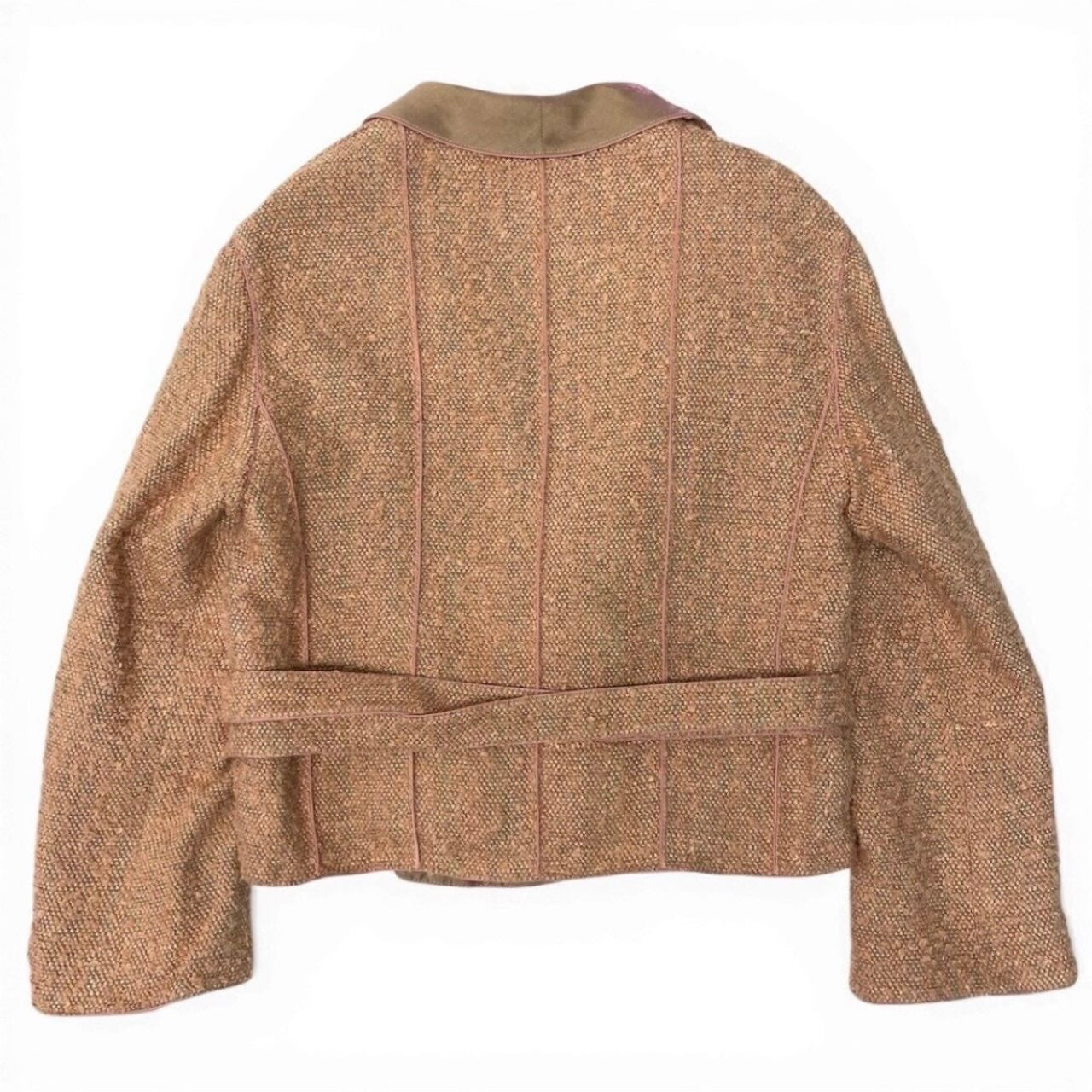 CHANEL シャネル ヴィンテージ 99P ツイードジャケット ショート丈ジャケット ウエストリボン ベージュ レーヨン / コットン / シルク　リネン　ナイロン P13314W02507 その他アウター レディース AB