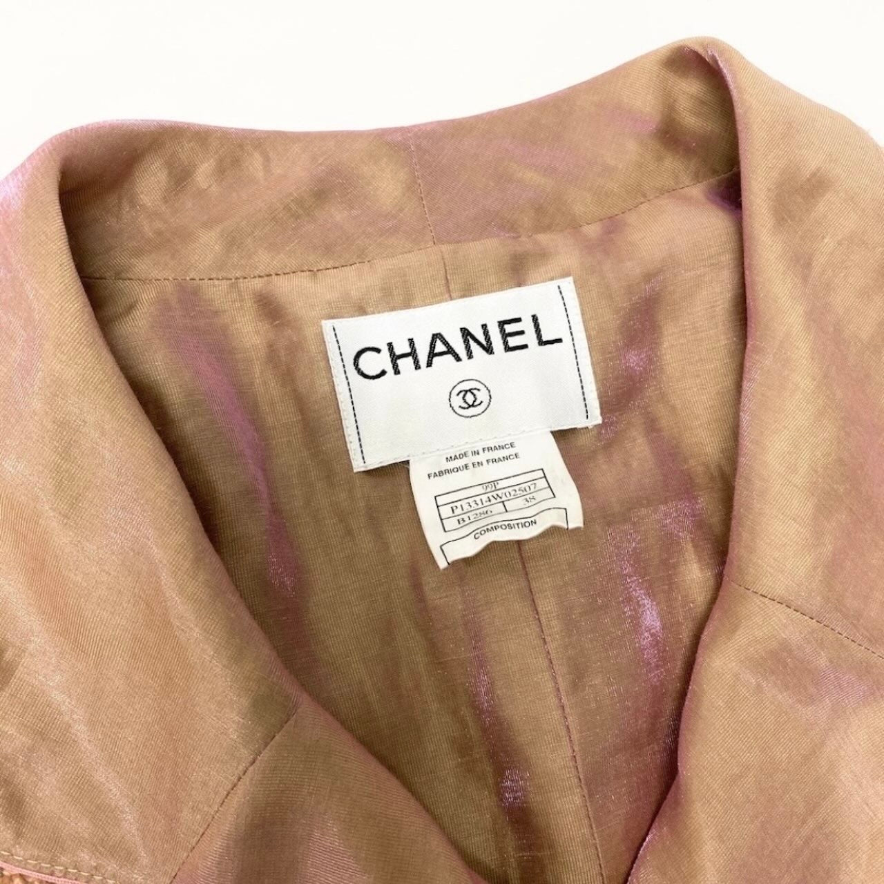 CHANEL シャネル ヴィンテージ 99P ツイードジャケット ショート丈ジャケット ウエストリボン ベージュ レーヨン / コットン / シルク　リネン　ナイロン P13314W02507 その他アウター レディース AB