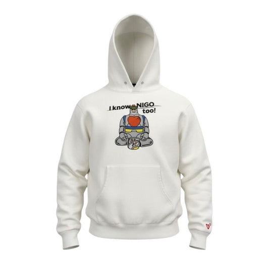 HUMAN MADE ヒューマンメード I KNOW NIGO TOO スウェットフーディー ホワイト コットン パーカー メンズ B