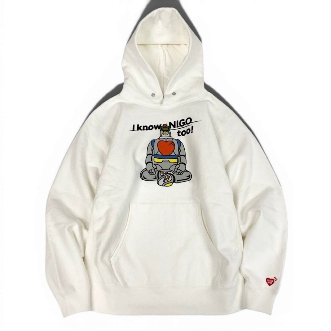 HUMAN MADE ヒューマンメード I KNOW NIGO TOO スウェットフーディー ホワイト コットン パーカー メンズ B
