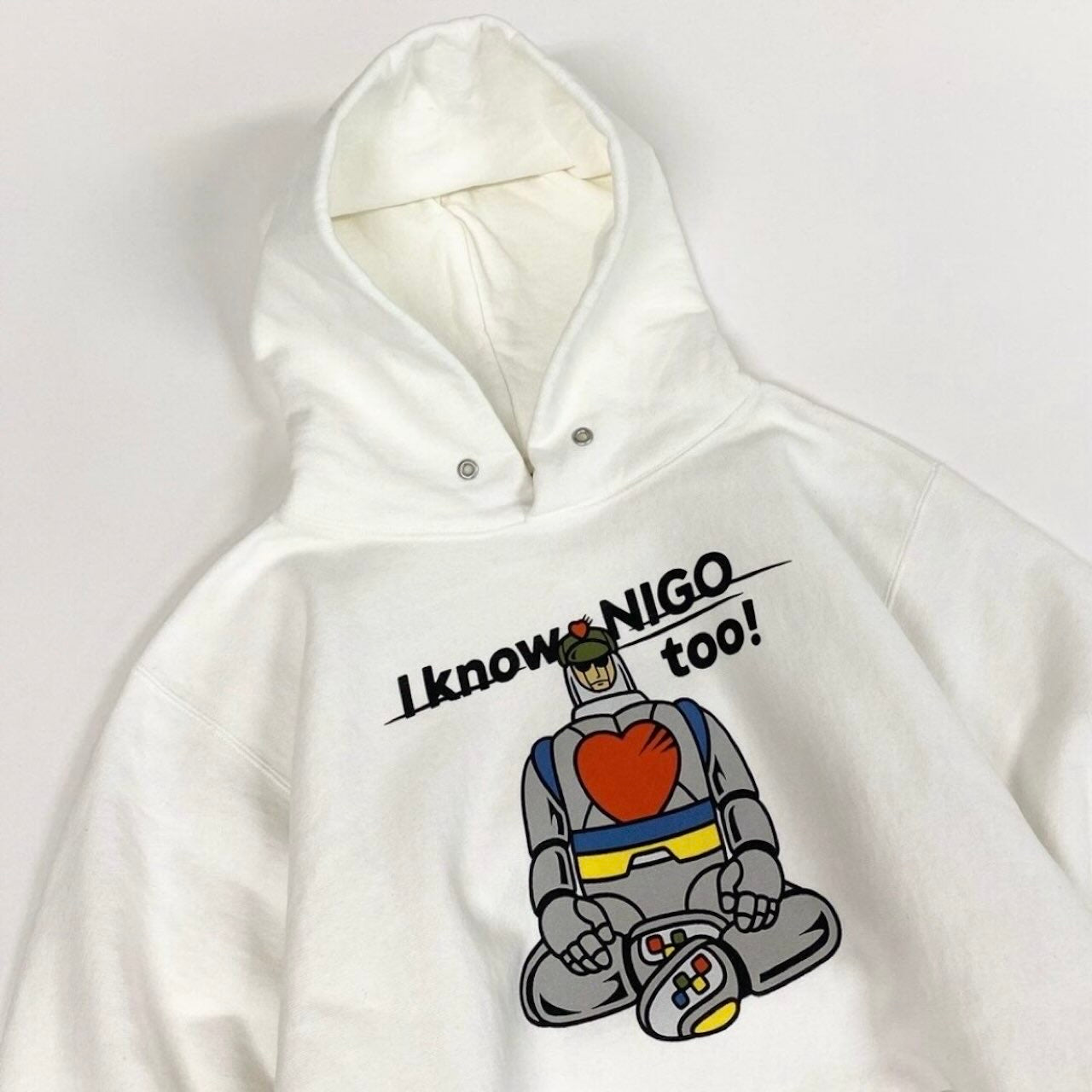 HUMAN MADE ヒューマンメード I KNOW NIGO TOO スウェットフーディー ホワイト コットン パーカー メンズ B