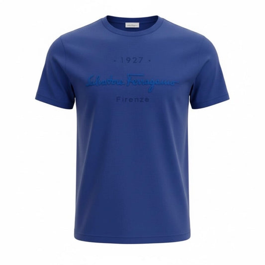 Salvatore Ferragamo サルヴァトーレフェラガモ ブランドロゴTシャツ ブルー コットン 半袖Ｔシャツ レディース AB