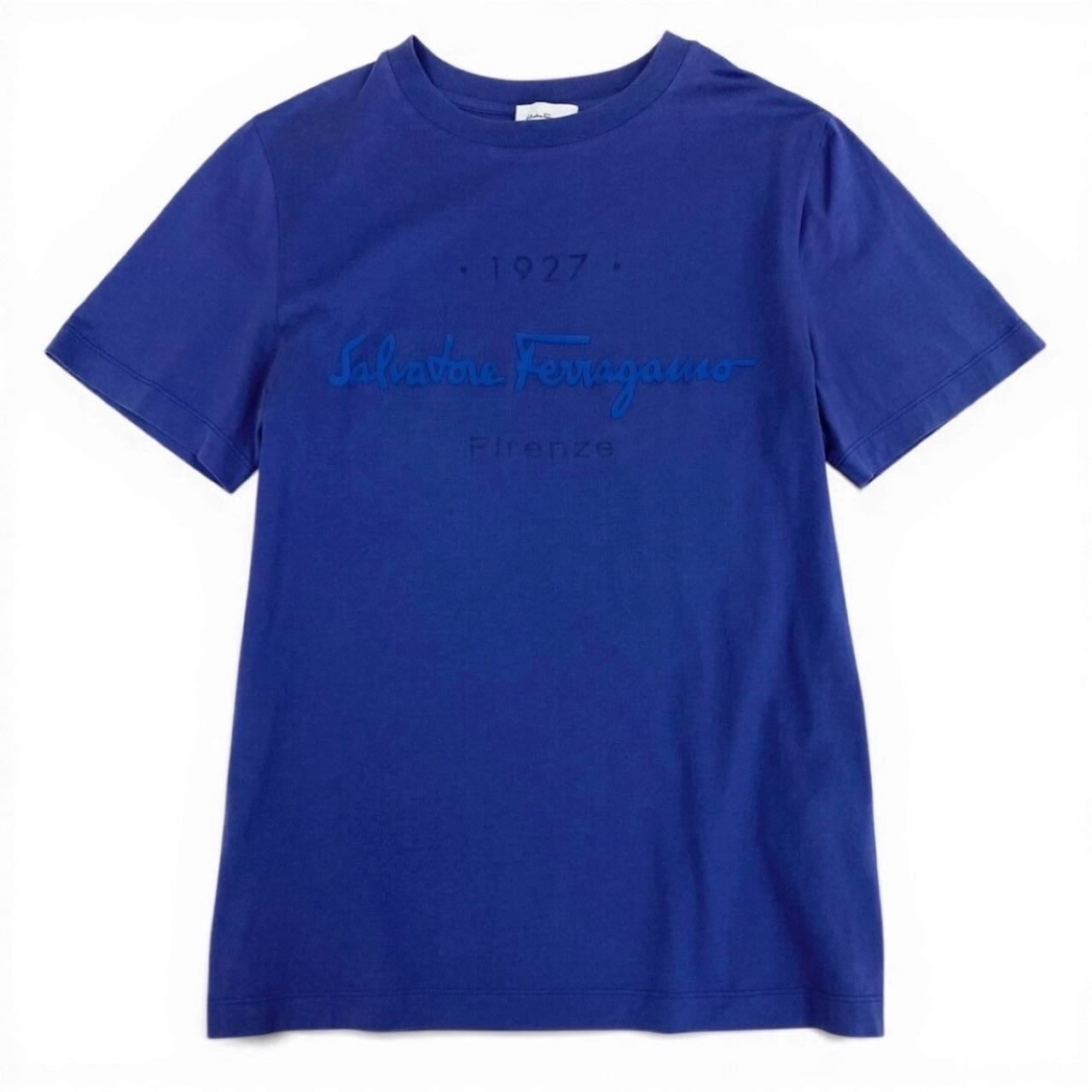 Salvatore Ferragamo サルヴァトーレフェラガモ ブランドロゴTシャツ ブルー コットン 半袖Ｔシャツ レディース AB