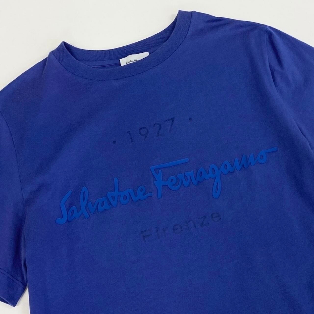 Salvatore Ferragamo サルヴァトーレフェラガモ ブランドロゴTシャツ ブルー コットン 半袖Ｔシャツ レディース AB