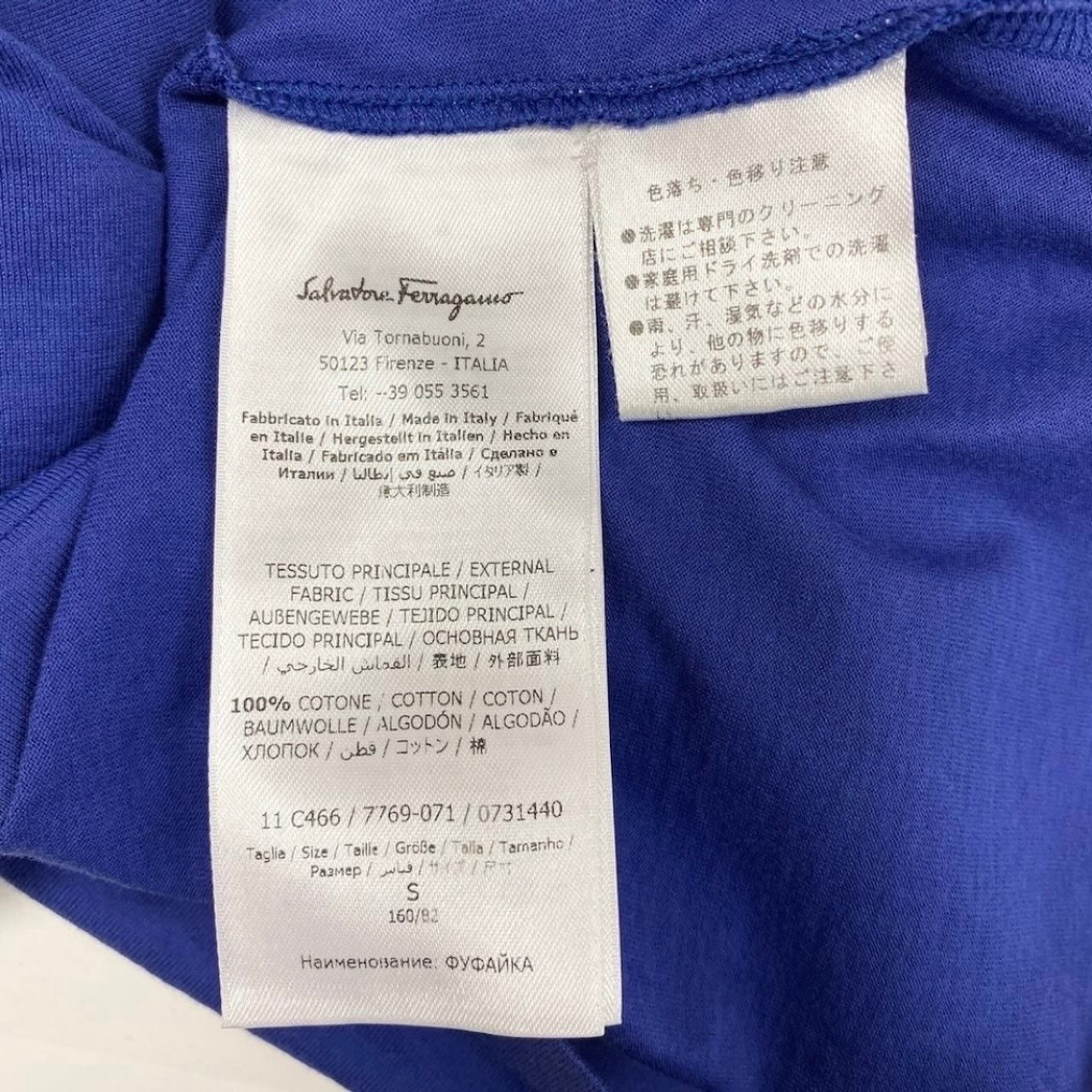 Salvatore Ferragamo サルヴァトーレフェラガモ ブランドロゴTシャツ ブルー コットン 半袖Ｔシャツ レディース AB