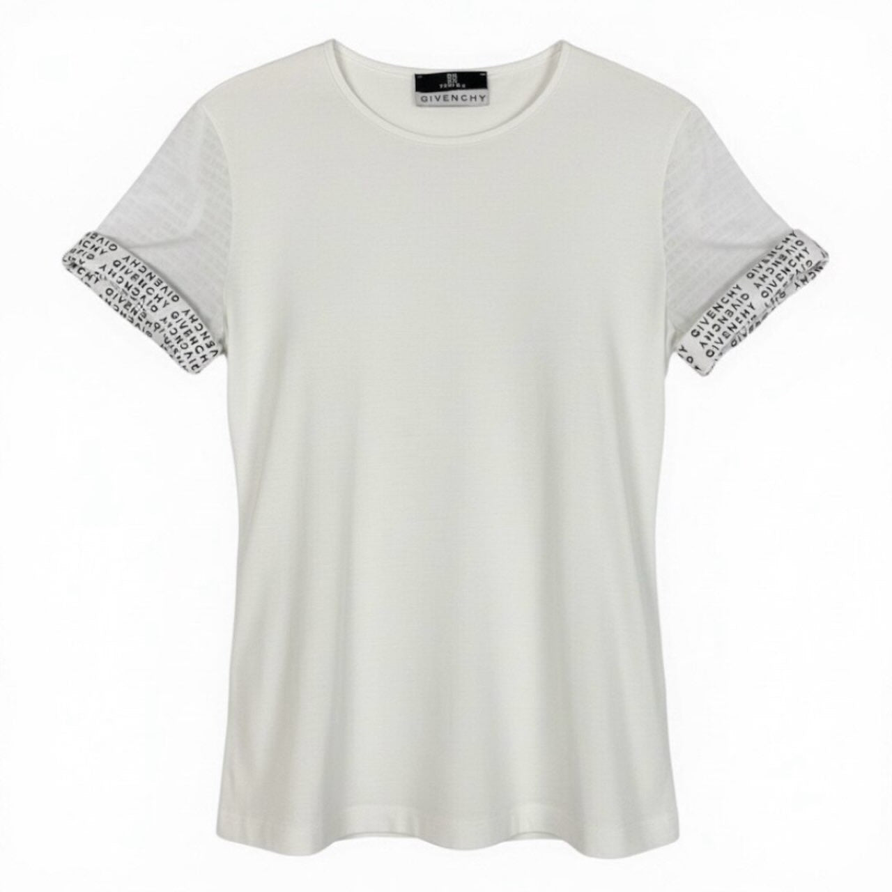 Givenchy ジバンシー リーブブランドロゴ ストレッチ素材 トップスカットソー ホワイト レーヨン / スパンデックス 半袖Ｔシャツ レディース AB