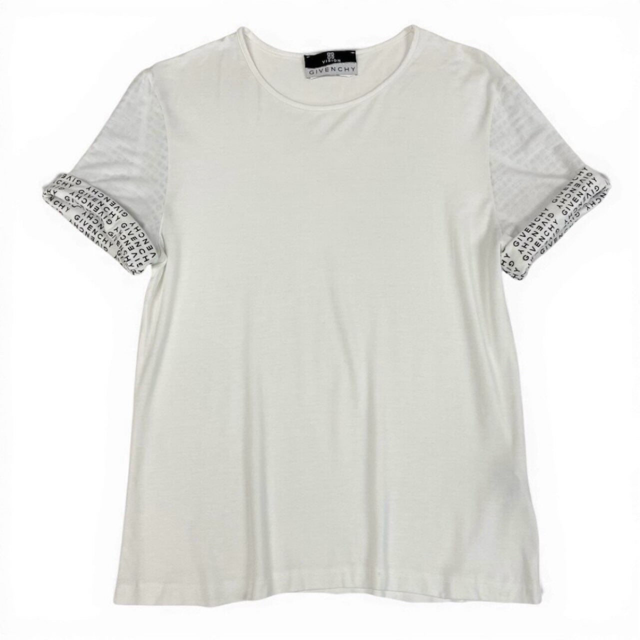 Givenchy ジバンシー リーブブランドロゴ ストレッチ素材 トップスカットソー ホワイト レーヨン / スパンデックス 半袖Ｔシャツ レディース AB