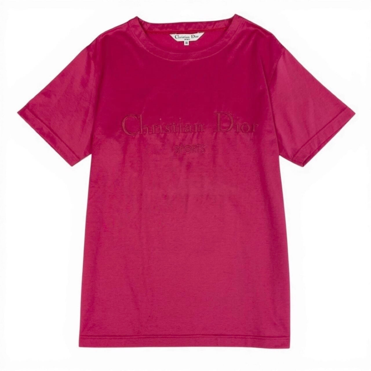 Christian Dior クリスチャンディオール ブランドロゴ刺繍 トップスカットソー ピンク コットン 半袖Ｔシャツ レディース AB