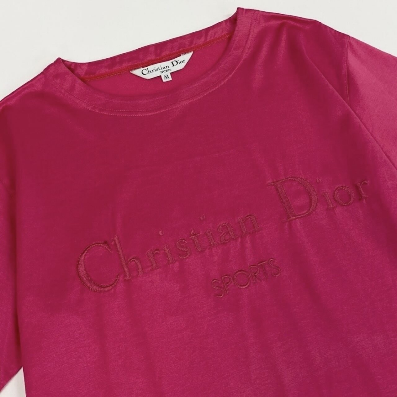 Christian Dior クリスチャンディオール ブランドロゴ刺繍 トップスカットソー ピンク コットン 半袖Ｔシャツ レディース AB