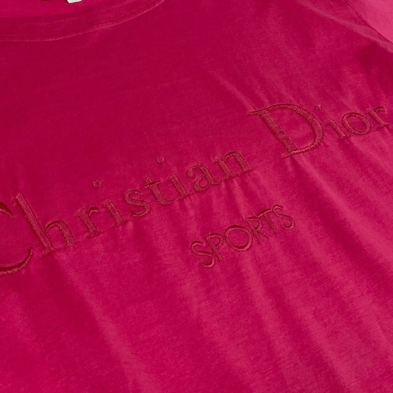 Christian Dior クリスチャンディオール ブランドロゴ刺繍 トップスカットソー ピンク コットン 半袖Ｔシャツ レディース AB