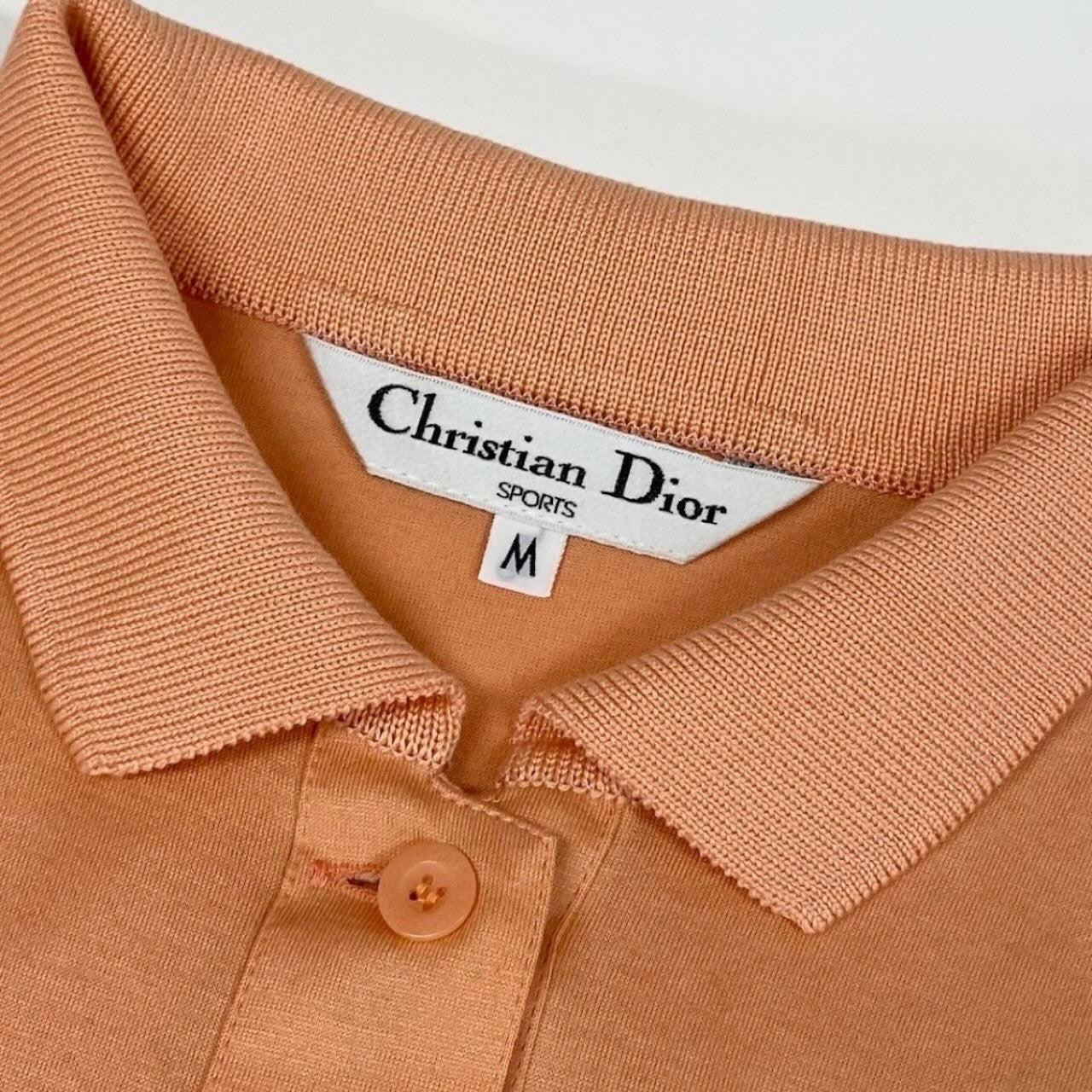 Christian Dior クリスチャンディオール 半袖ポロシャツ ブランドロゴ刺繍 コットンシャツ トップスカットソー オレンジ コットン ポロシャツ レディース AB