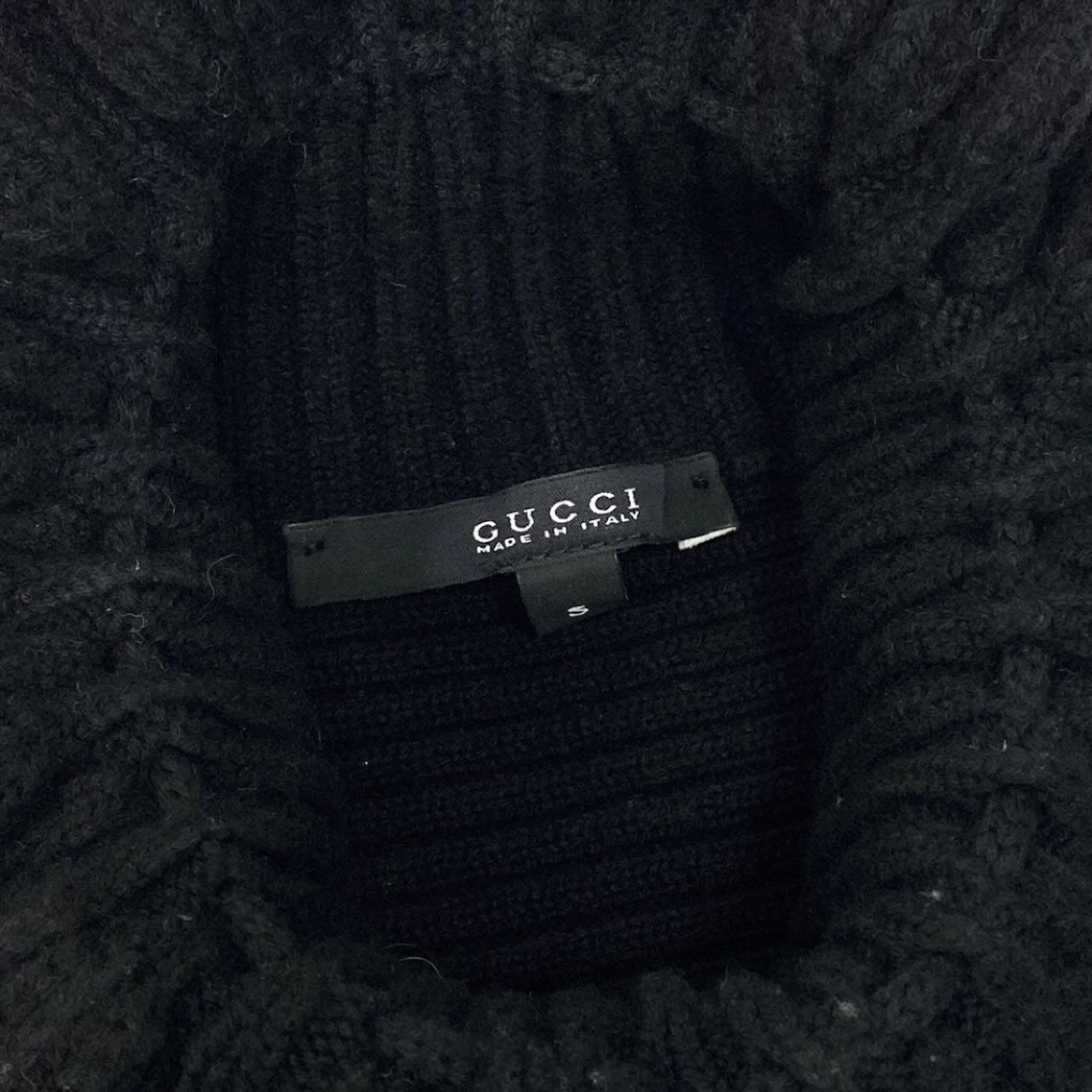 GUCCI グッチ ドローコード タートルネックニット ブラック ウール / メタル ニット レディース ABP