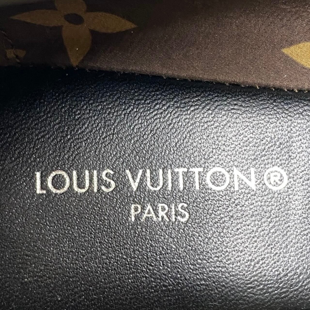 LOUIS VUITTON ルイヴィトン モノグラム リボン フラットシューズ ブラック レザー パンプス レディース SA