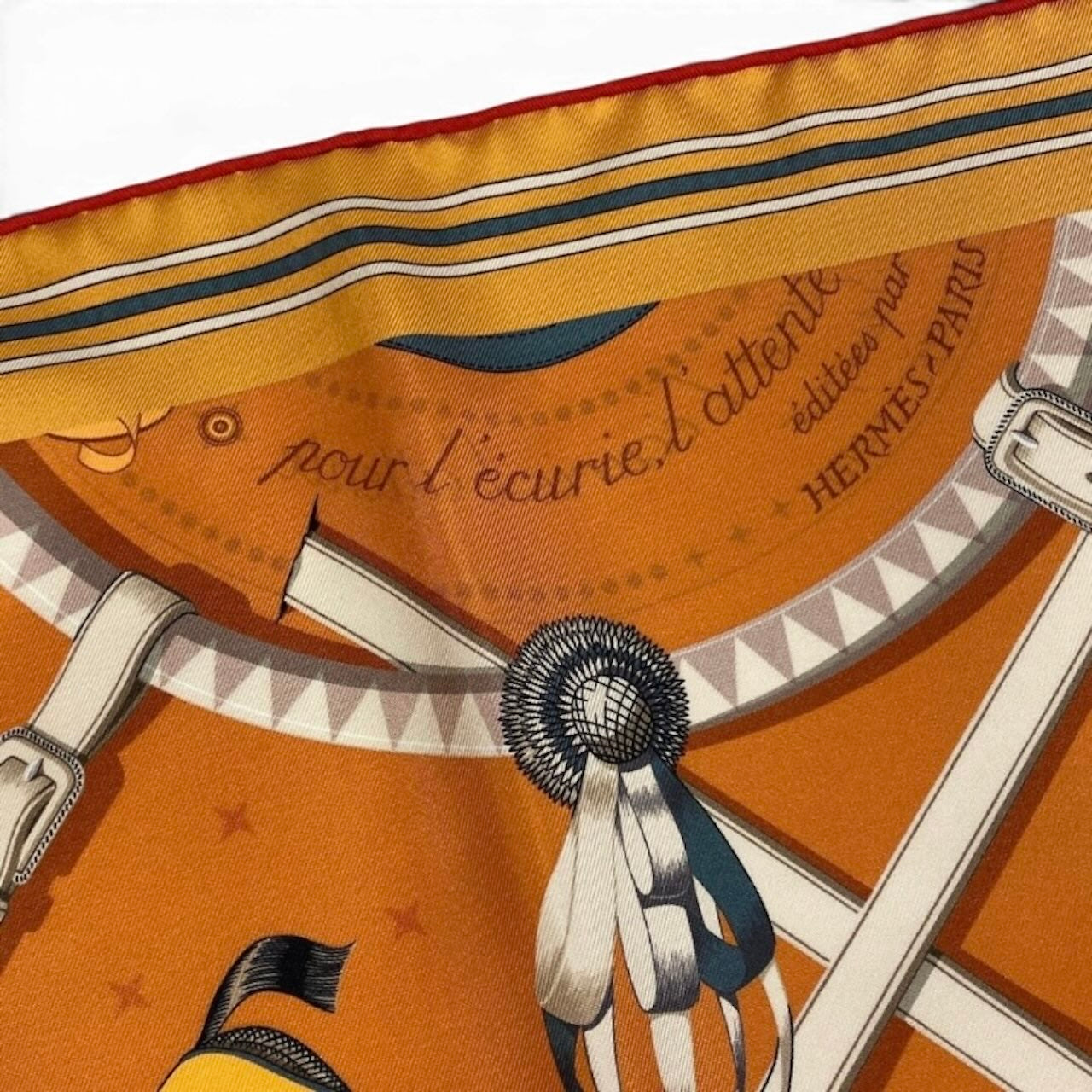 HERMES エルメス 2026年 カレ90 ダブルフェイス 馬着 シルクスカーフ オレンジ シルク スカーフ レディース AB