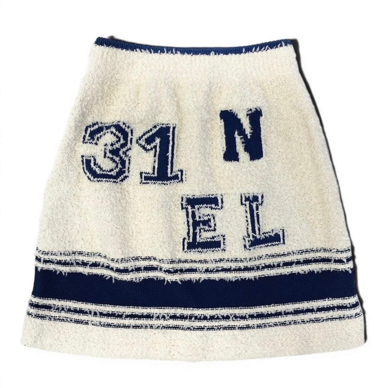 CHANEL シャネル 2019 クルーズライン ミニスカート ココマーク ホワイト ブルー コットン / ポリアミド / シルク スカート レディース ABP