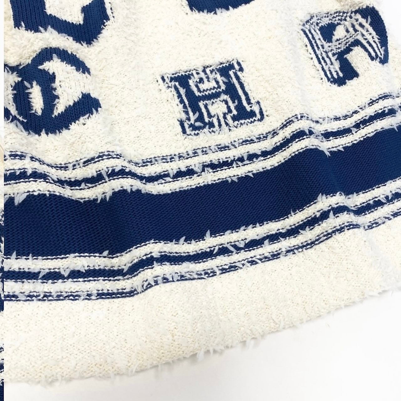 CHANEL シャネル 2019 クルーズライン ミニスカート ココマーク ホワイト ブルー コットン / ポリアミド / シルク スカート レディース ABP