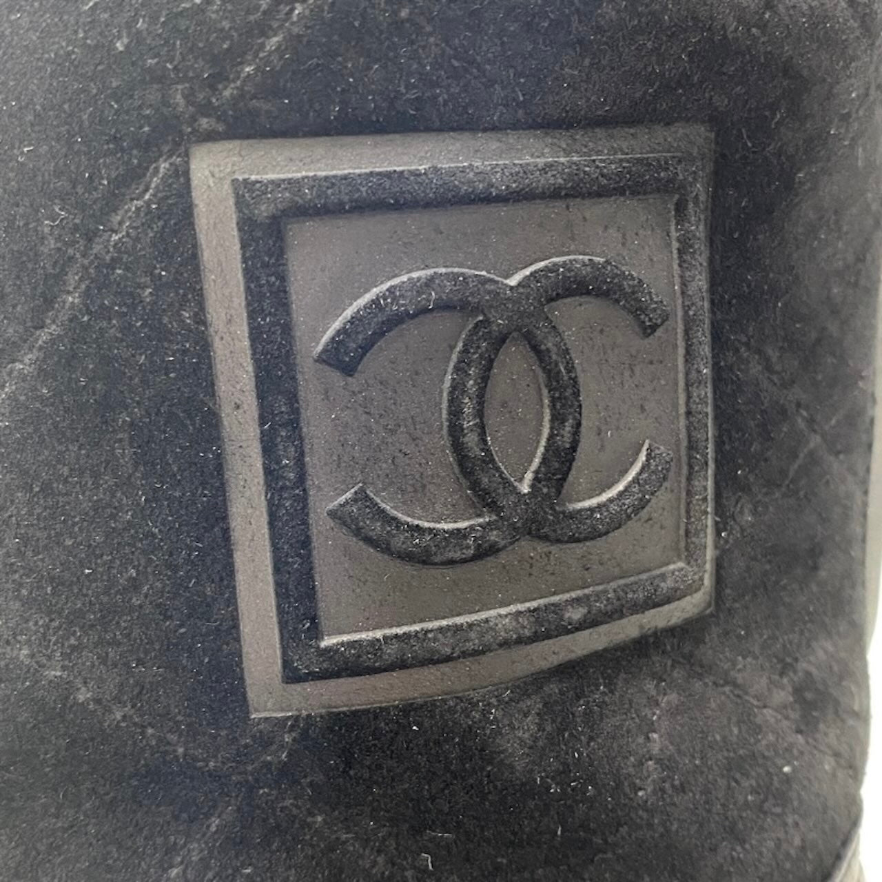 CHANEL シャネル シャネル スポーツ バックジップ ミドルブーツ ココマーク ブラック レザー ブーツ レディース A