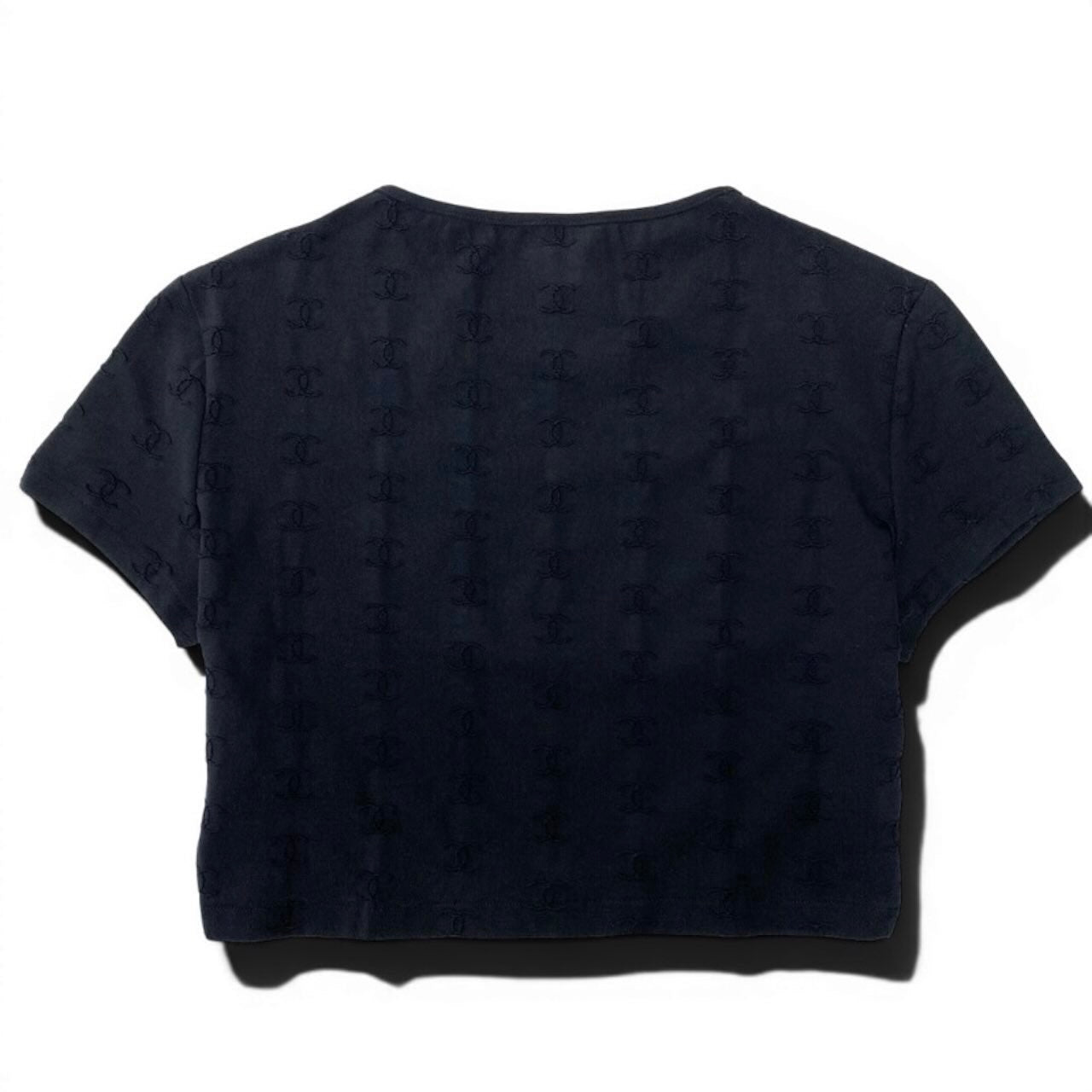 CHANEL シャネル ヴィンテージ 97P 1997SS P07794 ココマーク チビT クロップド タイトカットソー ブラック ナイロン カットソー レディース SA