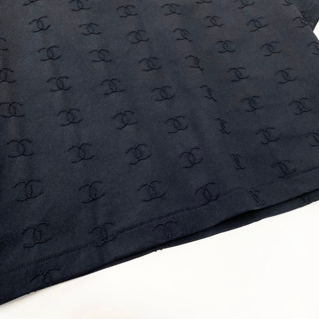 CHANEL シャネル ヴィンテージ 97P 1997SS P07794 ココマーク チビT クロップド タイトカットソー ブラック ナイロン カットソー レディース SA