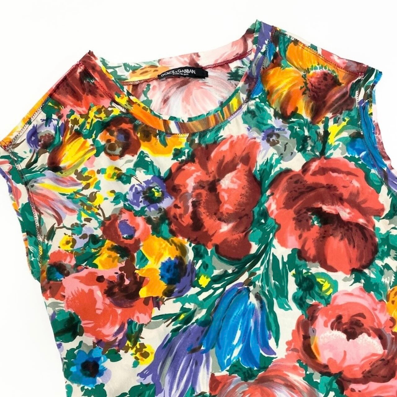 DOLCE&GABBANA ドルチェアンドガッバーナ 花柄 ブラウス ノースリーブブラウス マルチカラー シルク ブラウス レディース SA