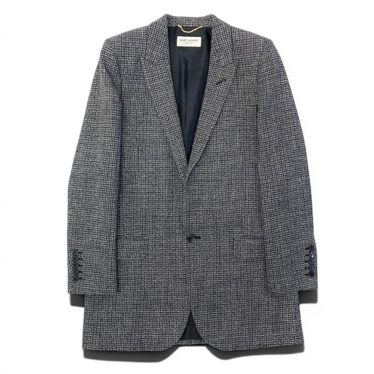 SAINT LAURENT サンローラン ツイードジャケット グレー ウール テーラードジャケット メンズ SA
