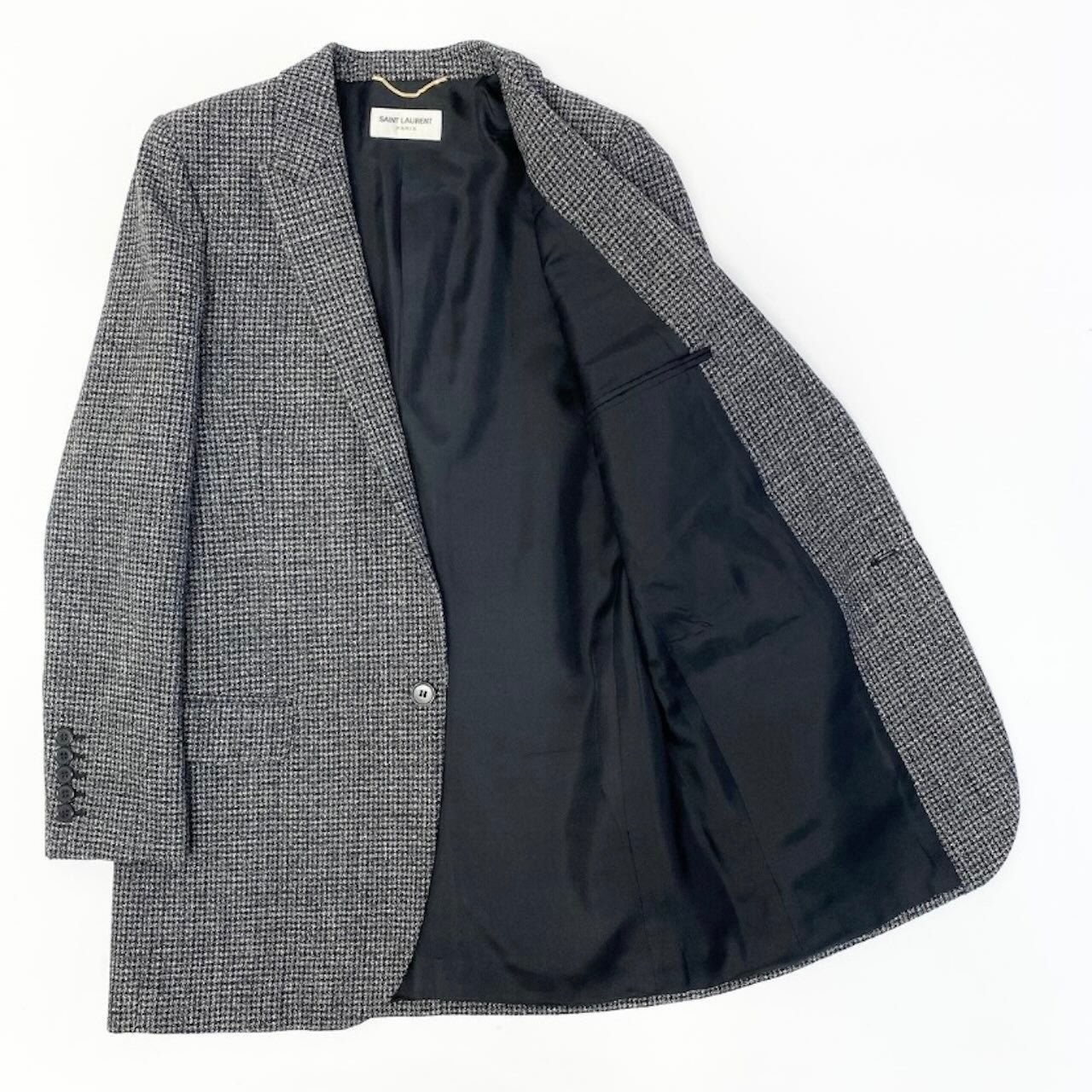 SAINT LAURENT サンローラン ツイードジャケット グレー ウール テーラードジャケット メンズ SA