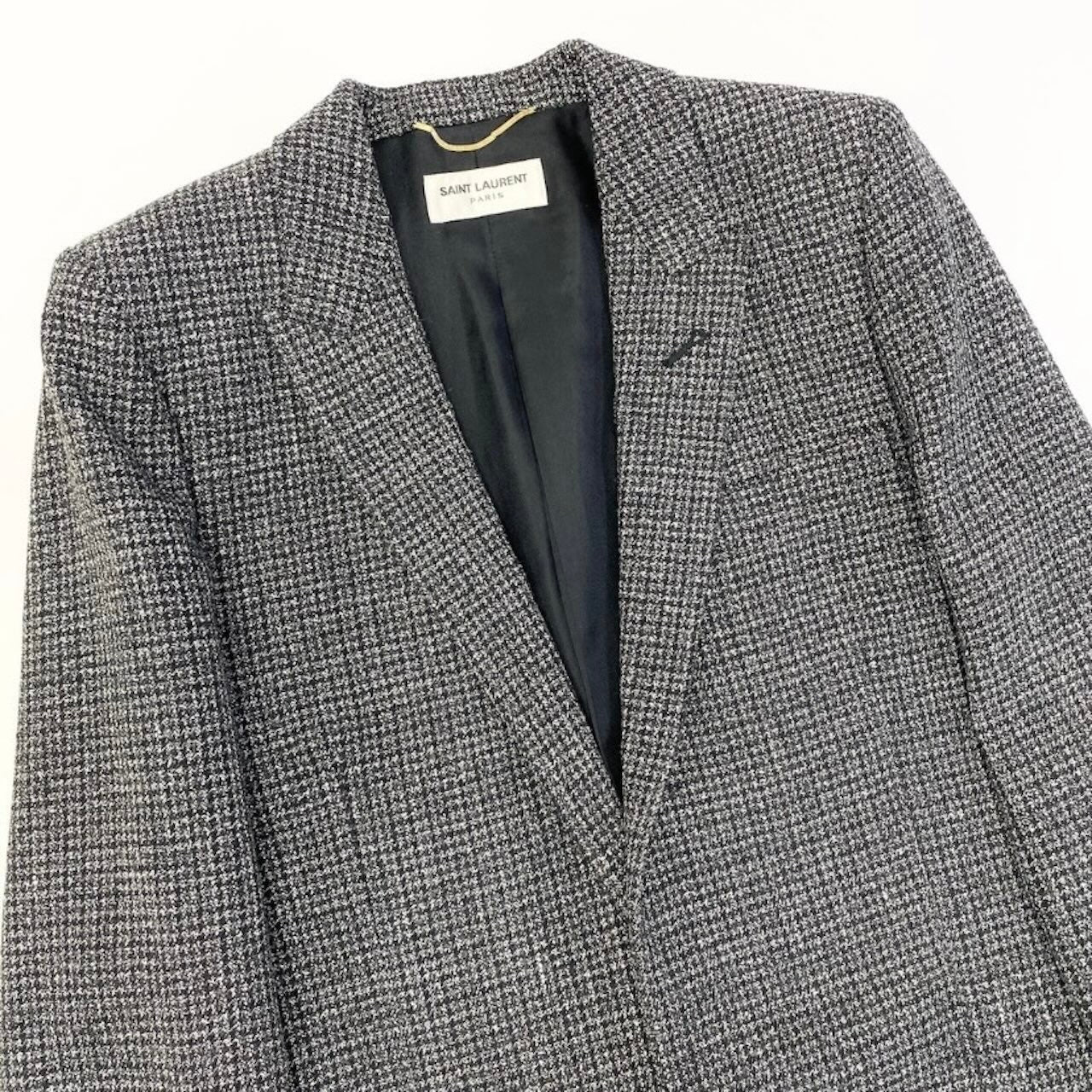 SAINT LAURENT サンローラン ツイードジャケット グレー ウール テーラードジャケット メンズ SA