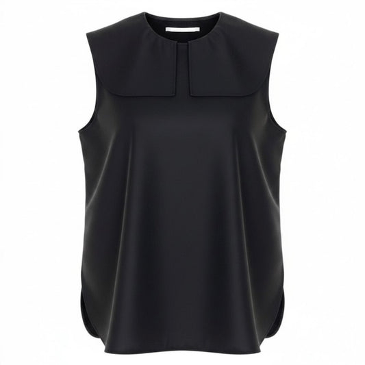 JIL SANDER ジルサンダー 襟付 ノースリーブブラウス ブラック レーヨン / シルク ブラウス レディース ABP