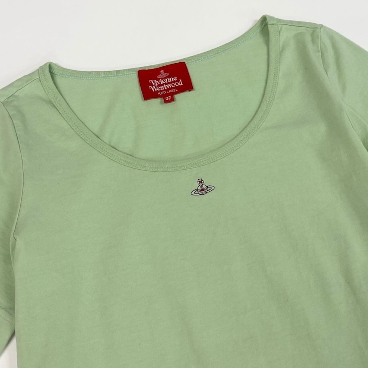 Vivienne Westwood Red Label ヴィヴィアンウエストウッド レッドレーベル オーブ刺繍 カットソー ライトグリーン コットン 半袖Ｔシャツ レディース ABP