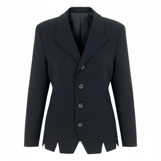 Yohji Yamamoto ヨウジヤマモト Y's ウールジャケット デザインカット ブラック ウール / キュプラ テーラードジャケット レディース B
